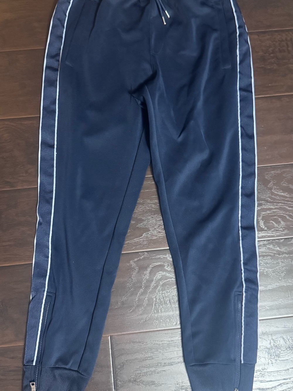 INC International Concepts Navy Joggers with Light Blue Side Stripes